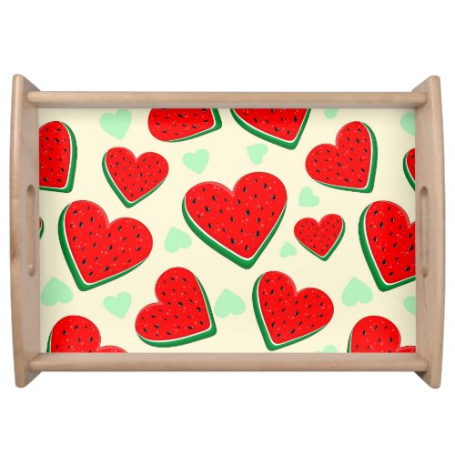 Watermelon Heart Valentines Day Free Palestine Serving Tray