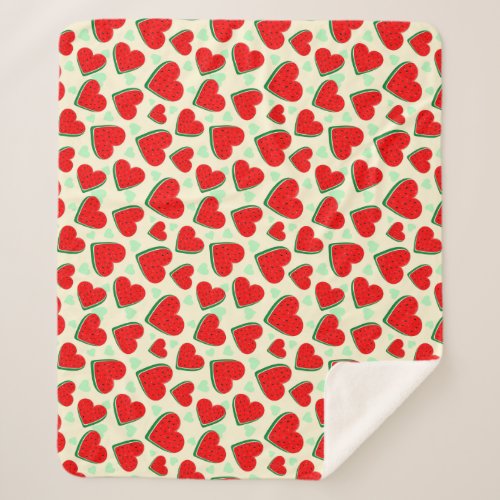 Watermelon Heart Valentines Day Free Palestine Sherpa Blanket