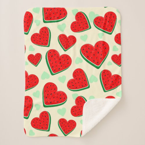 Watermelon Heart Valentines Day Free Palestine Sherpa Blanket