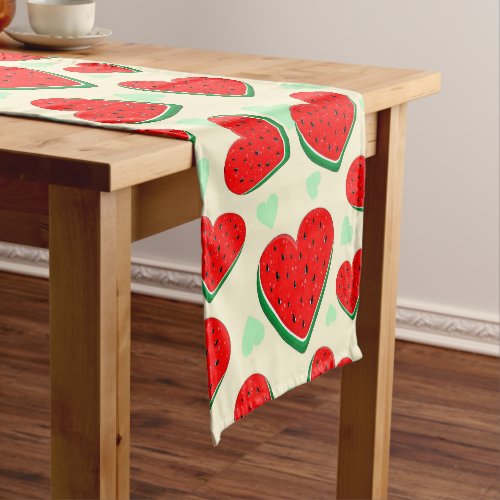 Watermelon Heart Valentines Day Free Palestine Short Table Runner