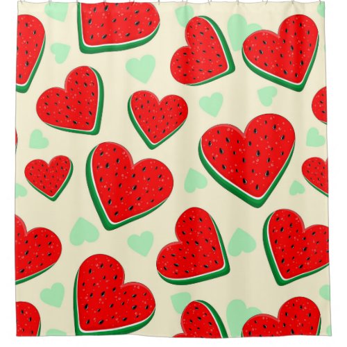 Watermelon Heart Valentines Day Free Palestine Shower Curtain