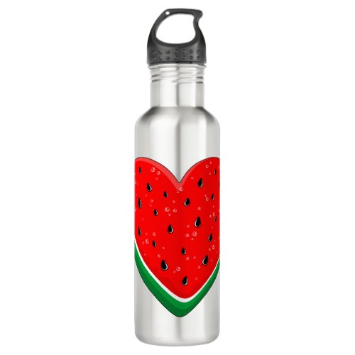 Watermelon Heart Valentines Day Free Palestine Stainless Steel Water Bottle