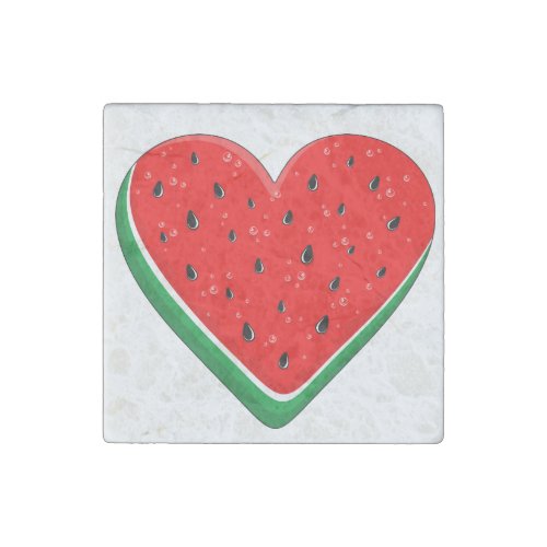 Watermelon Heart Valentines Day Free Palestine Stone Magnet