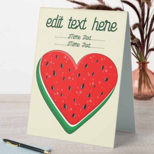 Watermelon Heart Valentines Day Free Palestine Table Tent Sign