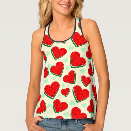 Watermelon Heart Valentines Day Free Palestine Tank Top