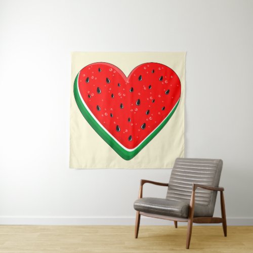 Watermelon Heart Valentines Day Free Palestine Tapestry