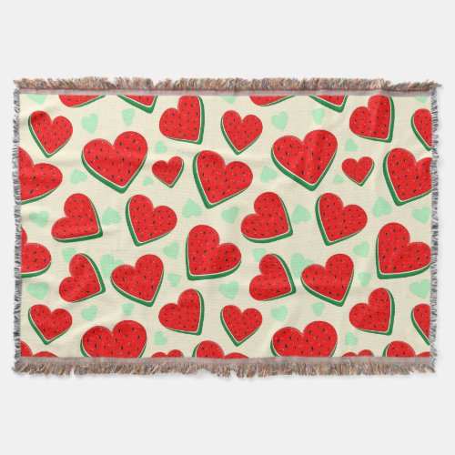 Watermelon Heart Valentines Day Free Palestine Throw Blanket