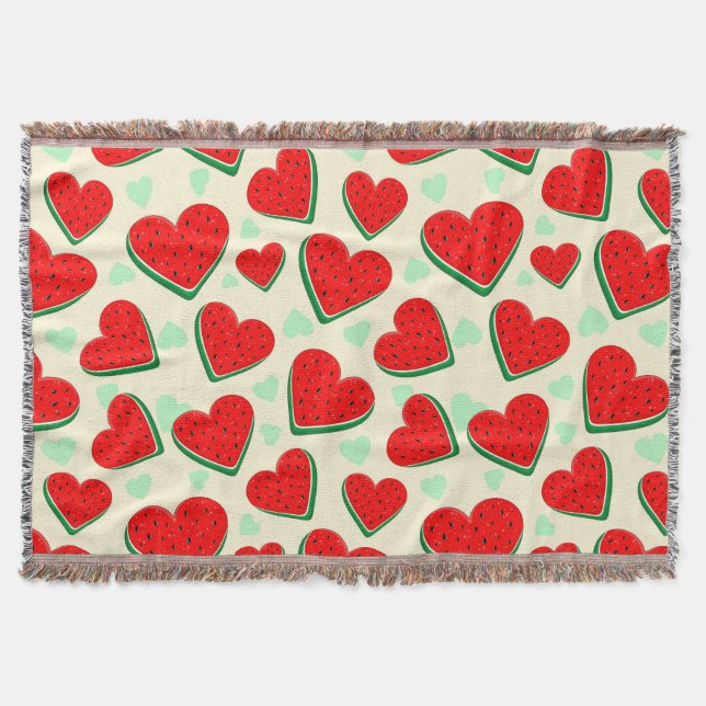 Watermelon Heart Valentine's Day Free Palestine Throw Blanket (Front)