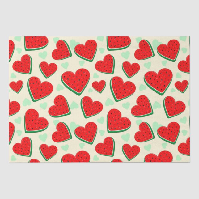 Watermelon Heart Valentine's Day Free Palestine Tissue Paper (Front)