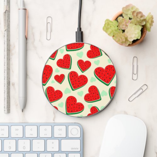 Watermelon Heart Valentines Day Free Palestine Wireless Charger