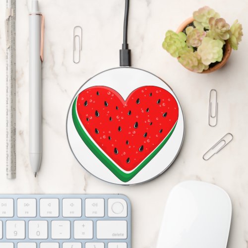 Watermelon Heart Valentines Day Free Palestine Wireless Charger