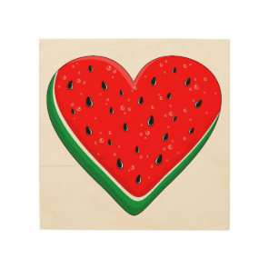 Watermelon Heart Valentine's Day Free Palestine Wood Wall Art