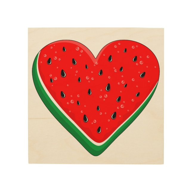 Watermelon Heart Valentine's Day Free Palestine Wood Wall Art (Front)
