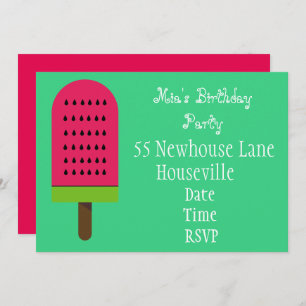 Watermelon ice-block popsicle girl Party Invitation