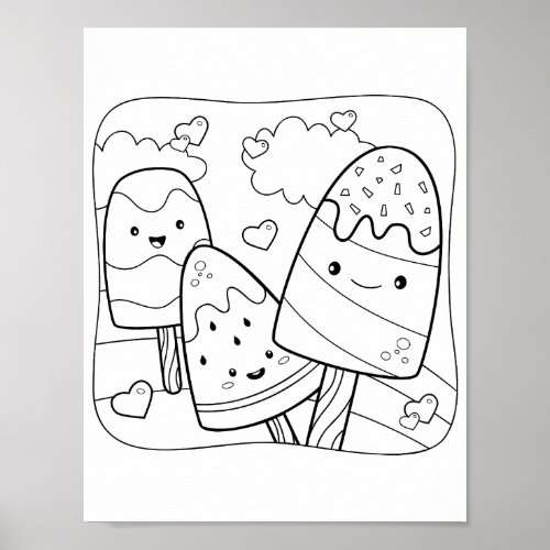 Watermelon Ice Cream _ Coloring Page Poster