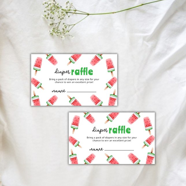Watermelon Ice Cream Pop Diaper Raffle Baby Shower Enclosure Card (Watermelon Ice Cream Pop Diaper Raffle Baby Shower Enclosure Card)