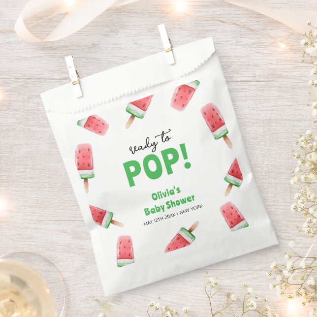 Watermelon Ice Cream Popcicle Baby Shower Favor Bag (Clipped)