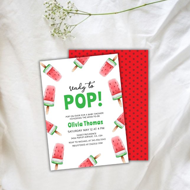 Watermelon Ice Cream Ready To Pop Baby Shower  Invitation (Watermelon Ice Cream Ready To Pop Baby Shower Invitation)