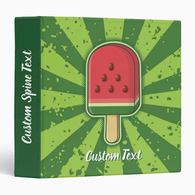 Watermelon Ice Cream Stick 3 Ring Binder (Front/Spine)