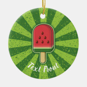 Watermelon Ice Cream Stick Ceramic Ornament