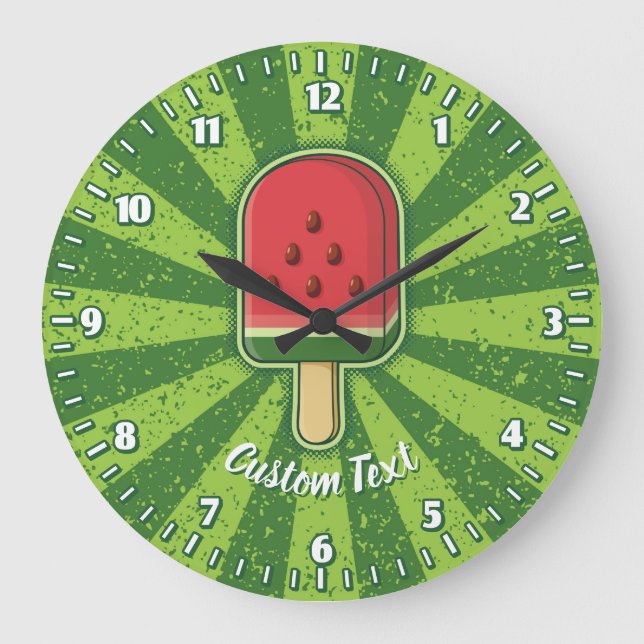 Watermelon Ice Cream Stick Large Clock (Front)