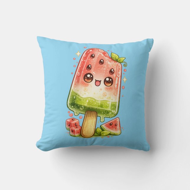 Watermelon Ice Pop Kawaii Cushion Pillow (Front)