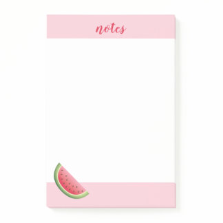 Watermelon Illustration On Pink & Custom Title Post-it Notes