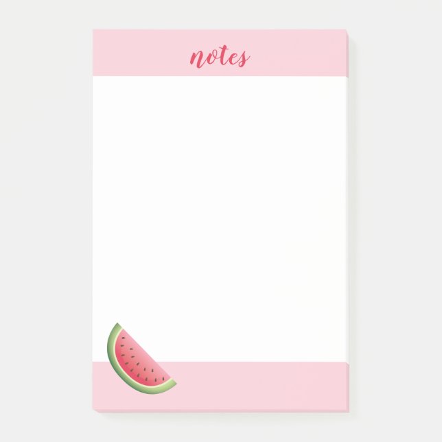 Watermelon Illustration On Pink & Custom Title Post-it Notes (Front)