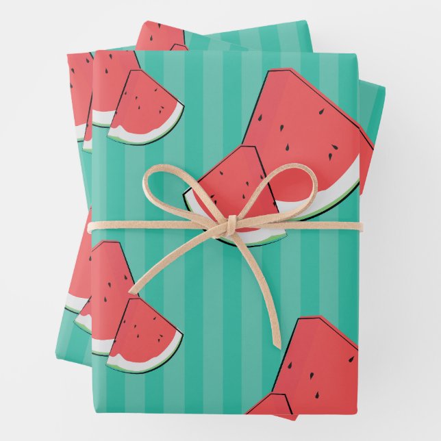 Watermelon Illustration Wrapping Paper Sheets (In situ)