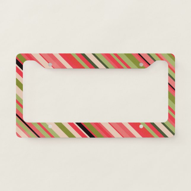 Watermelon-Inspired Stripes License Plate Frame (Front)