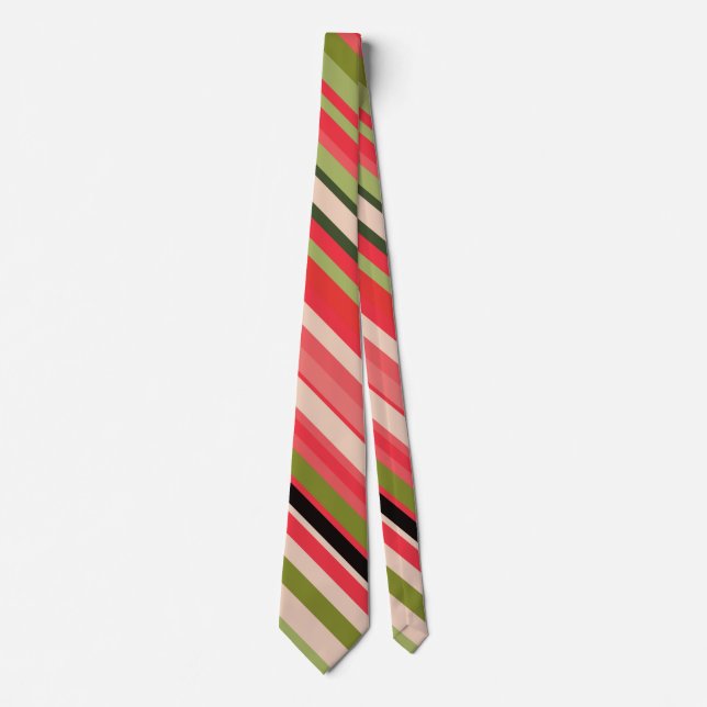 Watermelon-Inspired Stripes Neck Tie (Front)