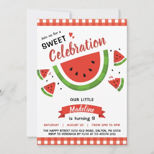 Watermelon Invitation for Birthday Party Fruit