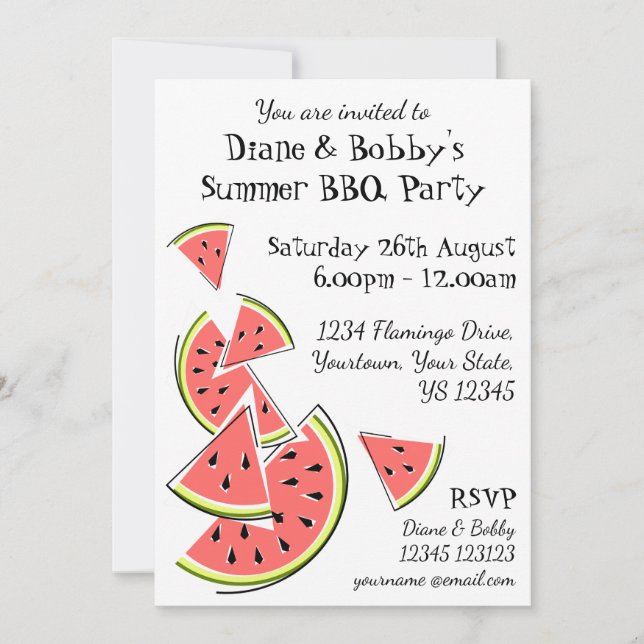 Watermelon invitation patterned back (Front)