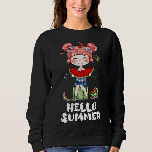 Watermelon Kawaii Anime Girl Hello Summer Fruit Me Sweatshirt