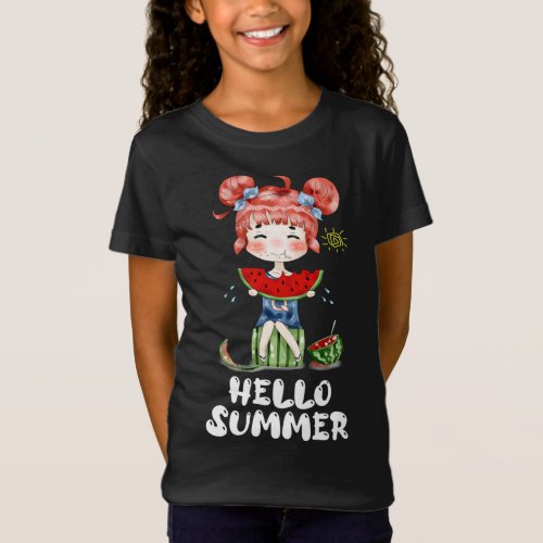 Watermelon Kawaii Anime Girl Hello Summer Fruit Me T_Shirt