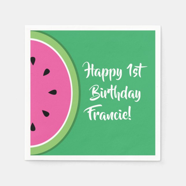 Watermelon Kid's Birthday Cute Summer Napkins (Front)