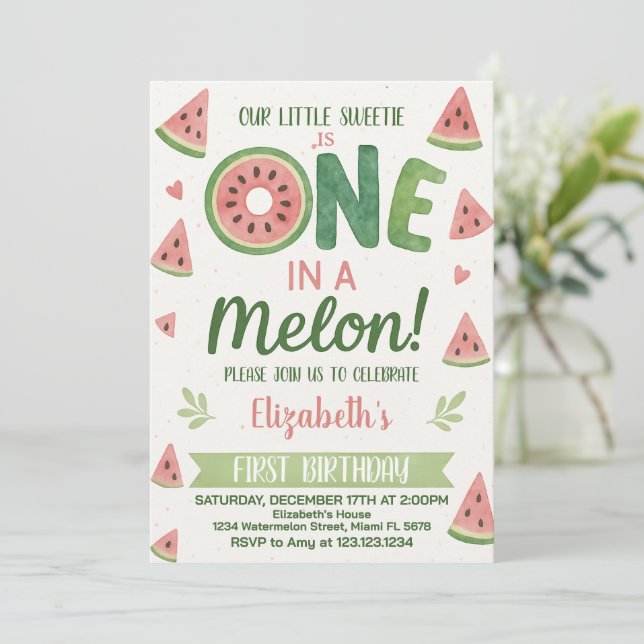Watermelon Kids Birthday Invitation & Party Decor (Standing Front)