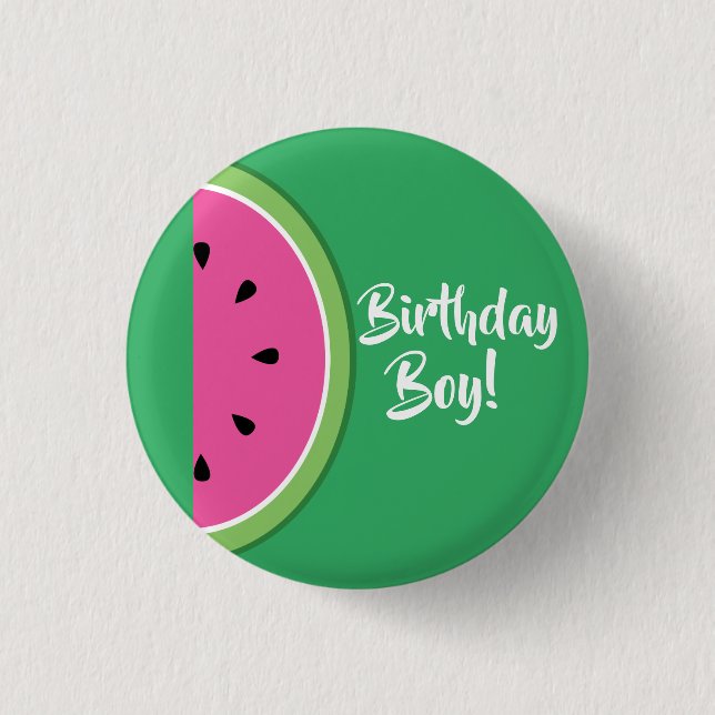 Watermelon Kid's Birthday Party Button (Front)