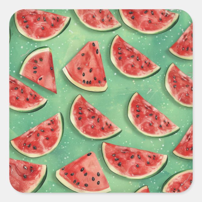 Watermelon Kids Birthday Party Square Sticker (Front)