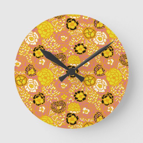 Watermelon Lemon Gold Round Clock