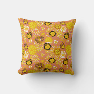 Watermelon Lemon Gold Throw Pillow