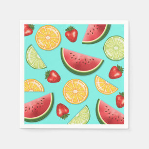 Watermelon Lime Strawberry Fruits Summer Pattern Napkins