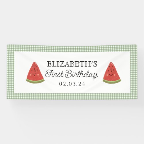 Watermelon Little Sweet Melon Birthday Banner