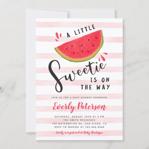 Watermelon Little Sweetie Baby Shower Invitation
