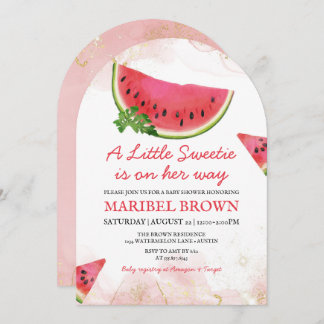 Watermelon Little Sweetie Baby Shower Pink Invitation