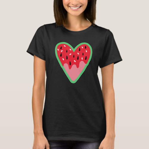 Watermelon Love Heart Funny Watermelons Fruit Love T-Shirt
