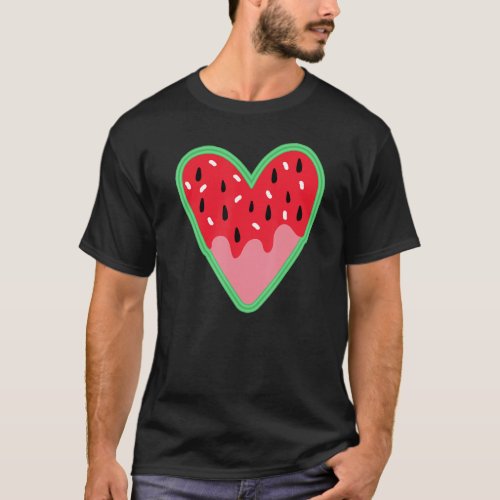 Watermelon Love Heart Funny Watermelons Fruit Love T-Shirt