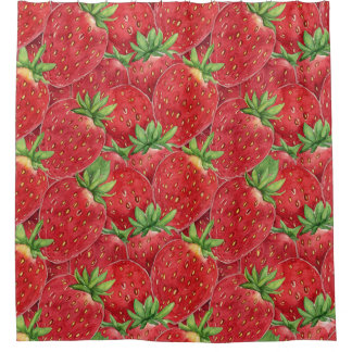 Watermelon Lush Strawberry Patch Shower Curtain