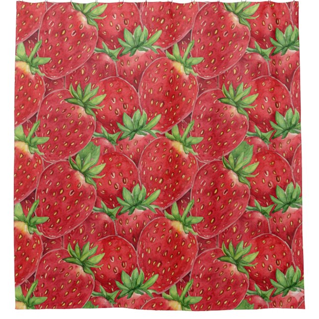 Watermelon Lush Strawberry Patch Shower Curtain (Front)