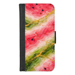 Watermelon Marble with Gold Veining iPhone 8/7 Wallet Case